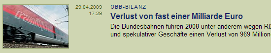 �BB Bilanz: Velust von fast einer Millarde Euro, derStandard.at